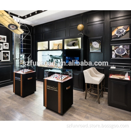 luxury watch counter display mdf watch retail display showcase design
